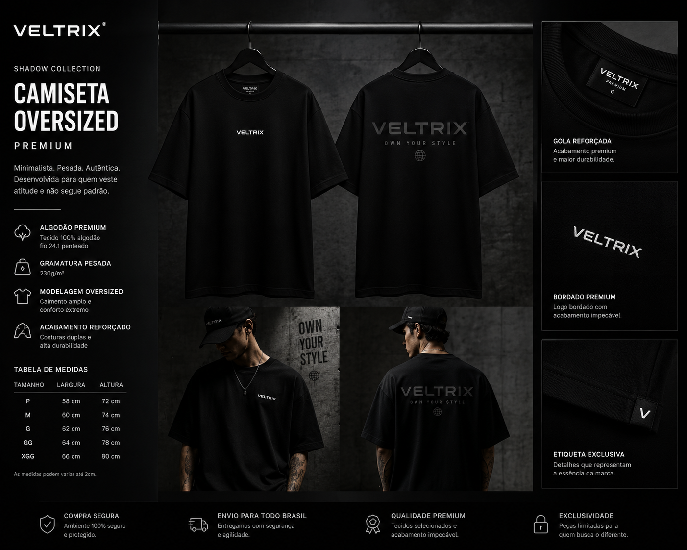 VELTRIX Oversized Shadow Black