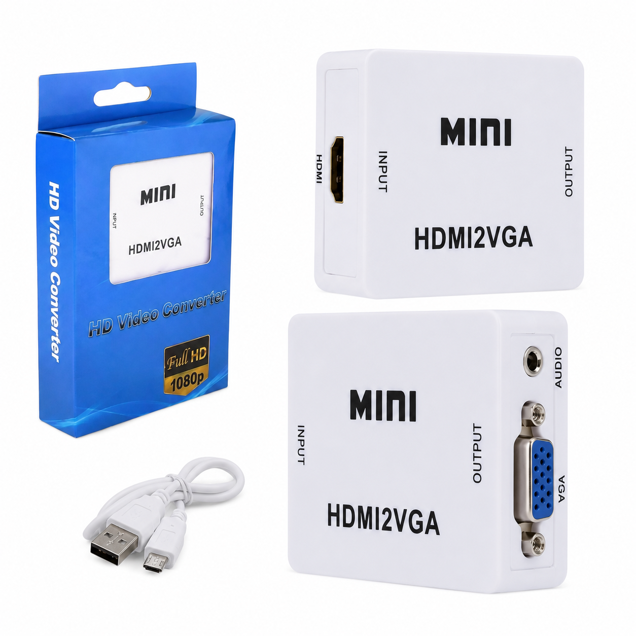 Adaptador Conversor HDMI para VGA com Áudio P2 | Full HD 1080p | Compatível com Notebook, PC, TV Box e Projetor